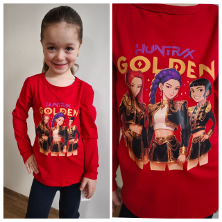 Dívčí tričko KPop Demon Hunters - HUNTRIX - červene Golden DR