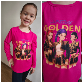 Dívčí tričko KPop Demon Hunters - HUNTRIX - růžové Golden DR