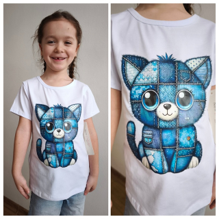 Dívčí tričko KOČKA - bílé