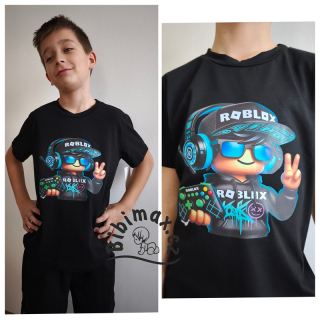 Chlapecké tričko ROBLOX - černé - Sluchátka