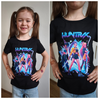 Dívčí tričko KPop Demon Hunters - HUNTRIX - černé KR
