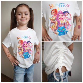 Dívčí tričko KPop Demon Hunters - HUNTRIX - bílé žebrované
