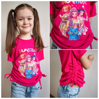 Dívčí tričko KPop Demon Hunters - HUNTRIX - růžové žebrované