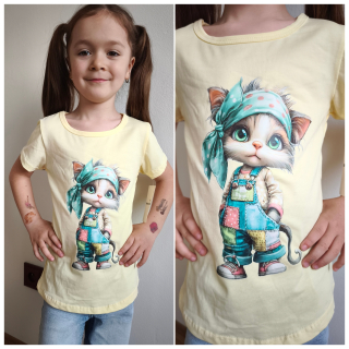 Dívčí tričko KOCOUR - žluté