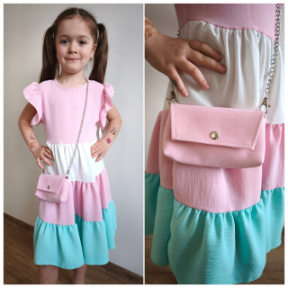 Dívčí letní šaty + kabelka - růžové