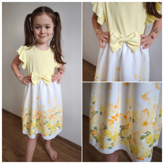 Dívčí letní šaty bílo/žluté