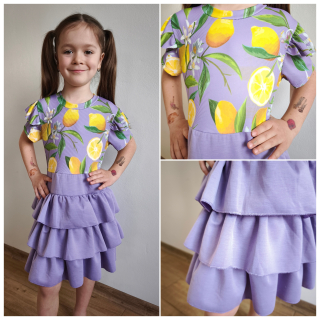 Dívčí letní šaty fialkové citronky