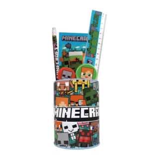 Stojánek na psací potřeby s vybavením MINECRAFT - sada 7 ks